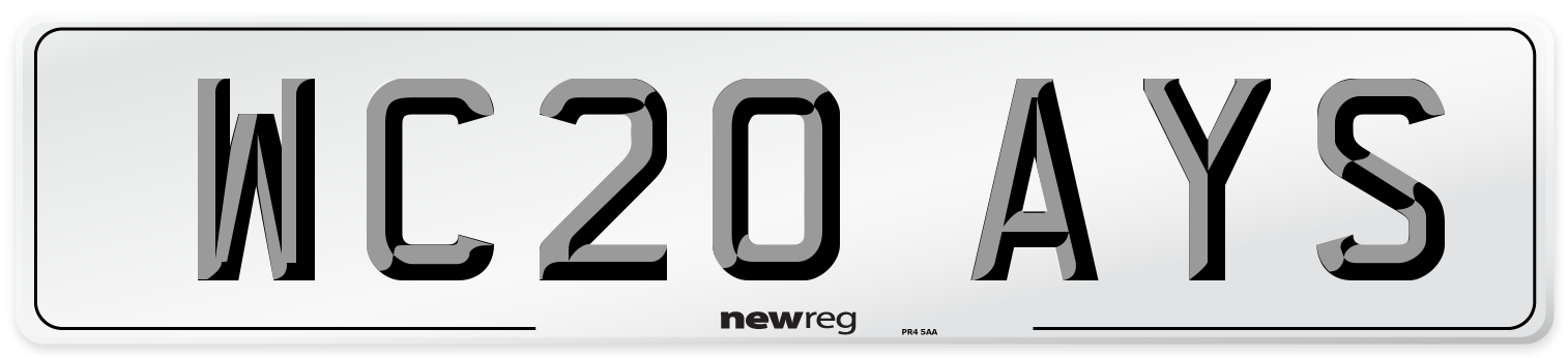WC20 AYS Number Plate from New Reg